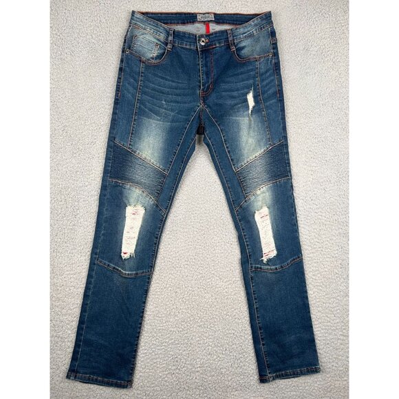 Ace of Diamond Western Bootcut Cowboy Distressed Jeans Men's 30x31 Blue Rodeo - Picture 1 of 11